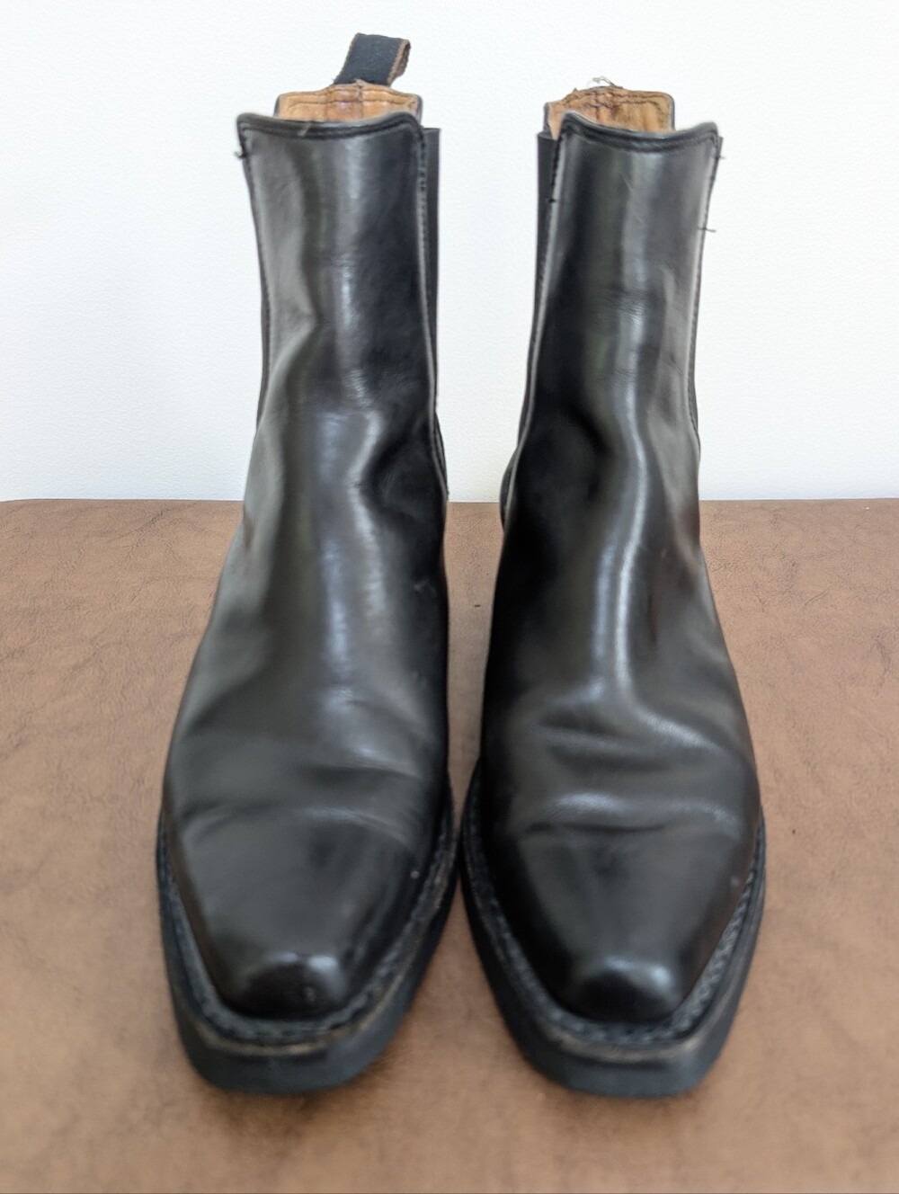 Harley-Davidson Womens Black Leather Chelsea Boots Square Toe Made in Italy 8 - Picture 2 of 8